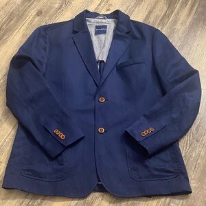 Tommy Bahama Linen Preppy Coastal Blue Jacket Blazer Sports Double Vented Medium